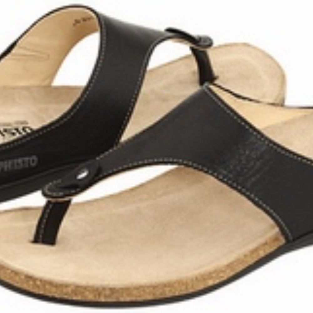 Mephisto Agacia Black 'thong Sandals Sz 40/10